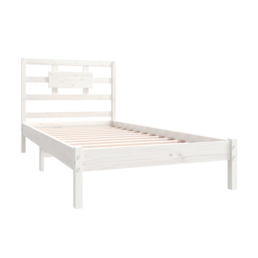 Cadre de lit sans matelas blanc 90x190 cm bois massif