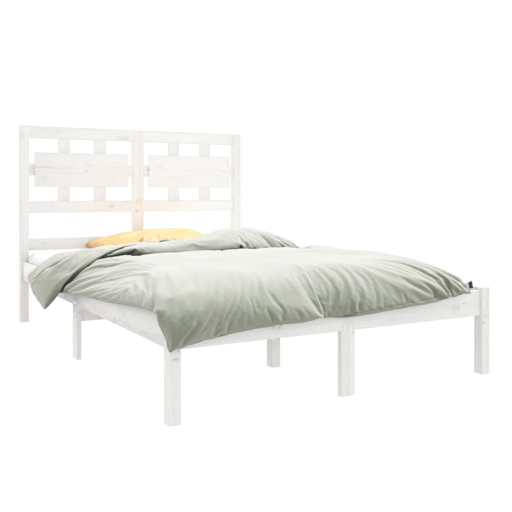 Cadre de lit sans matelas blanc 120x190 cm bois massif