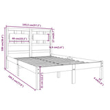 Cadre de lit sans matelas blanc 140x190 cm bois massif