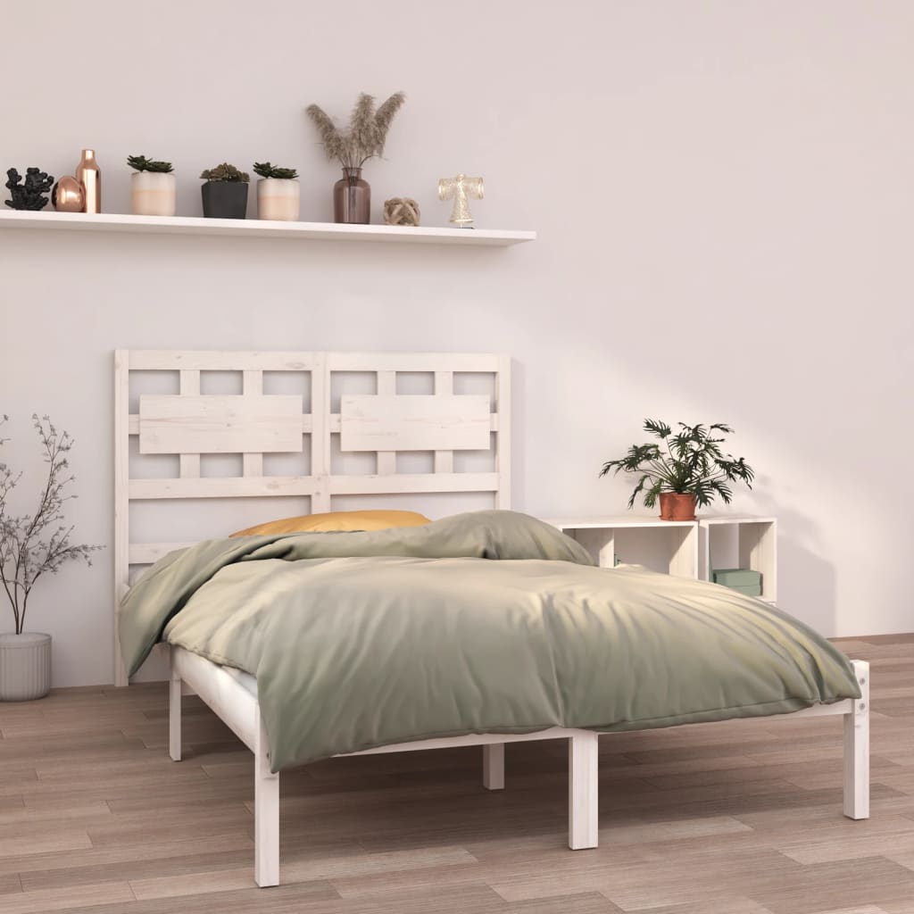 Cadre de lit sans matelas blanc 140x190 cm bois massif