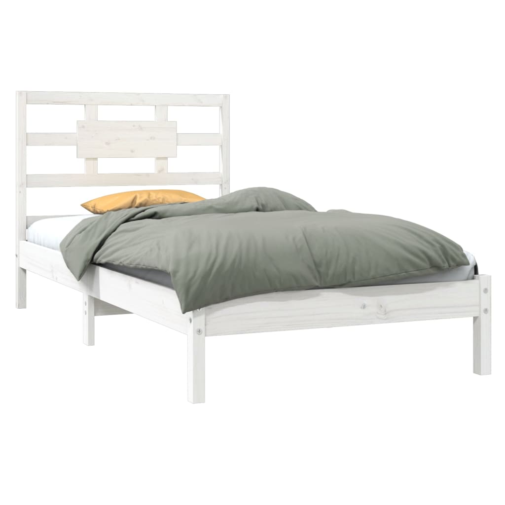 Cadre de lit sans matelas blanc 90x200 cm bois massif