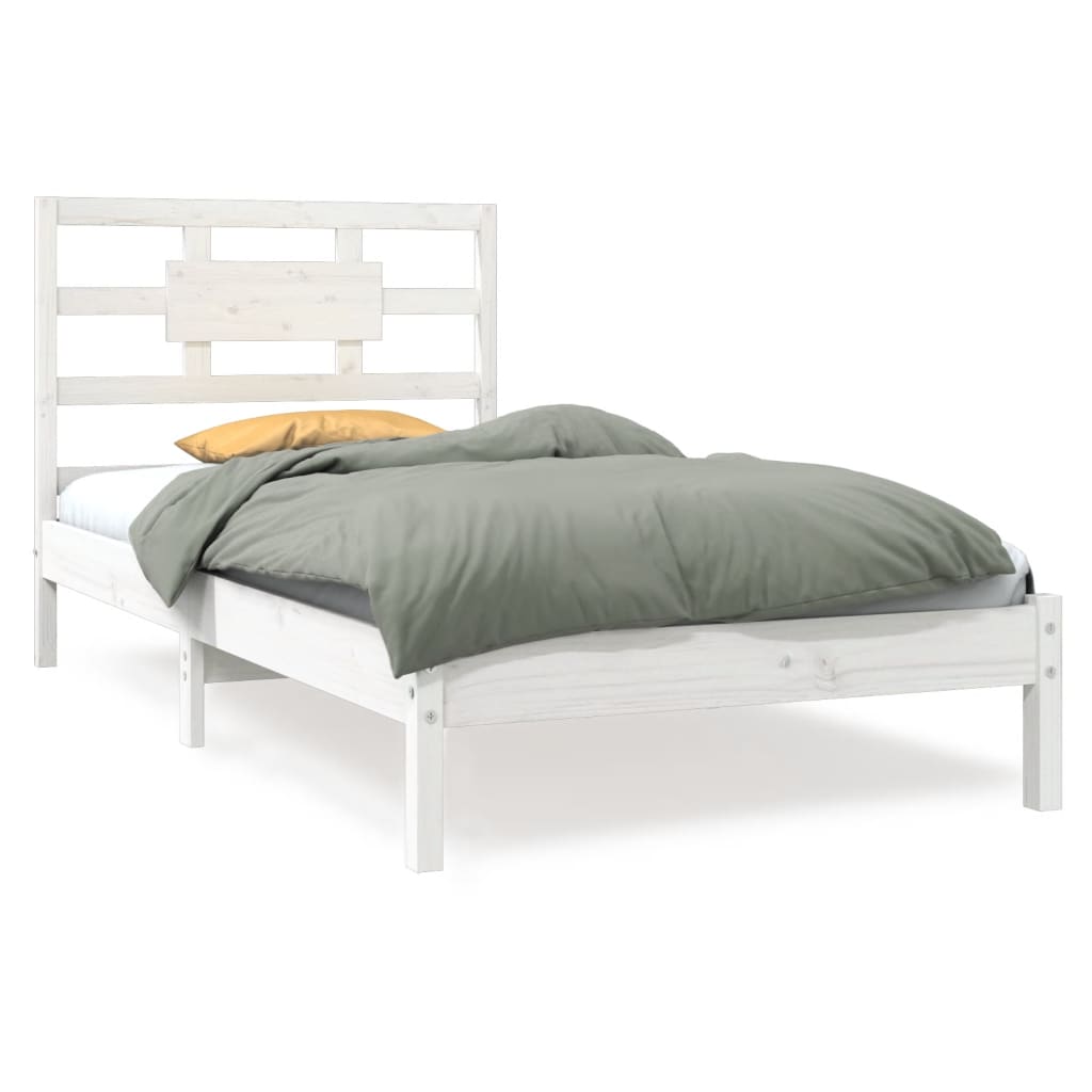 Cadre de lit sans matelas blanc 100x200 cm bois massif