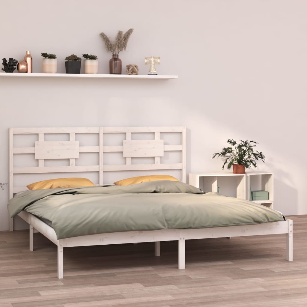 Cadre de lit sans matelas blanc 160x200 cm bois massif