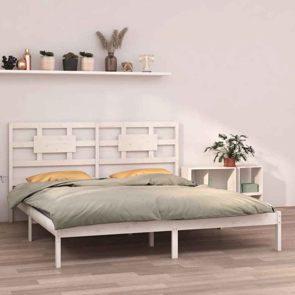 Cadre de lit sans matelas blanc 200x200 cm bois massif