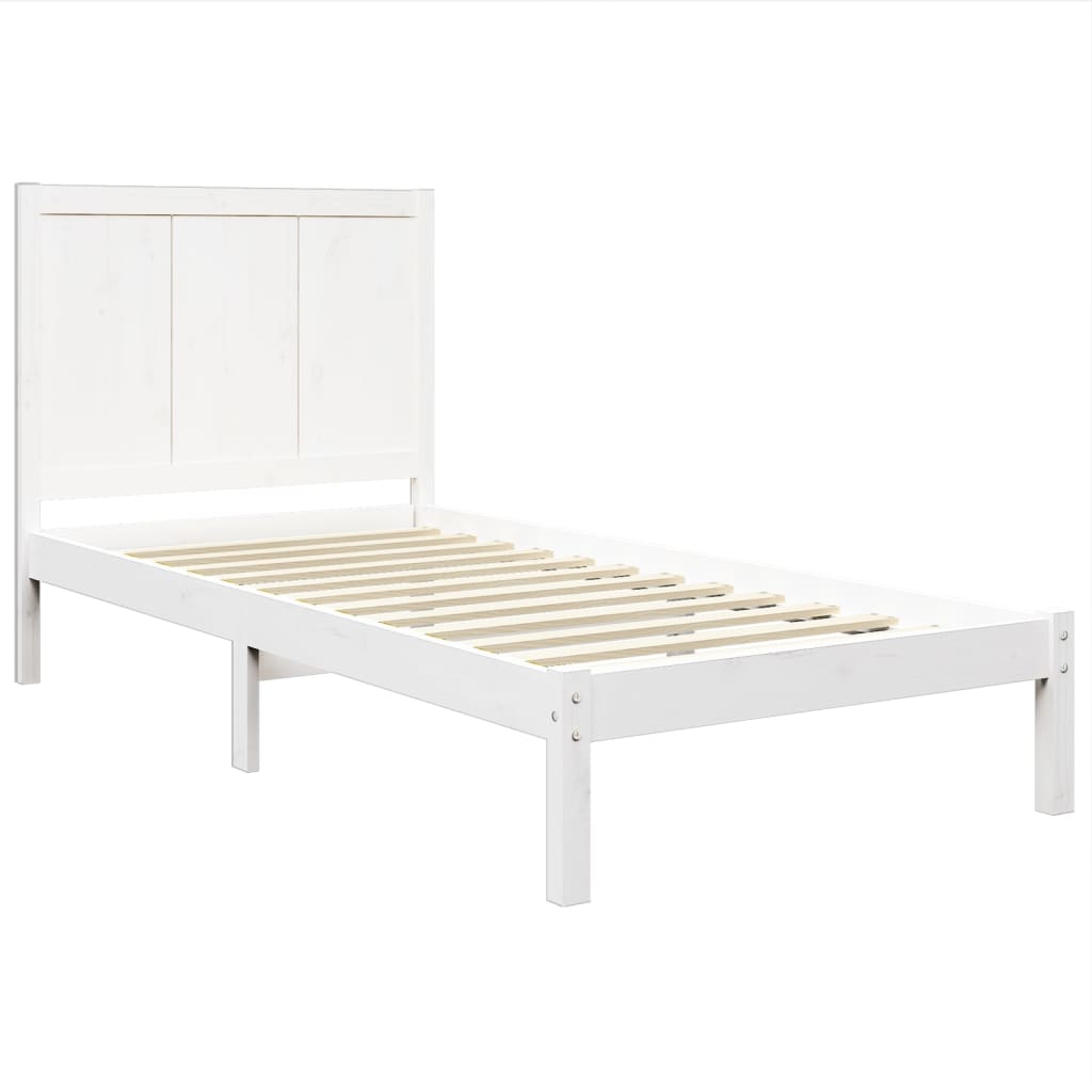 Cadre de lit sans matelas blanc 75x190 cm bois de pin massif