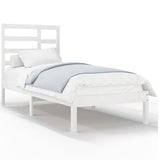 Cadre de lit sans matelas blanc bois massif 75x190 cm