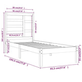 Cadre de lit sans matelas bois massif 90x190 cm