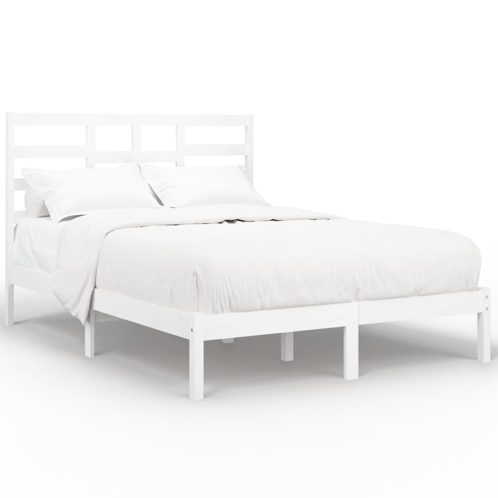 Cadre de lit sans matelas blanc bois massif 120x190 cm