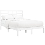 Cadre de lit sans matelas blanc bois massif 120x190 cm