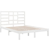 Cadre de lit sans matelas blanc bois massif 120x190 cm