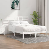 Cadre de lit sans matelas blanc bois massif 120x190 cm