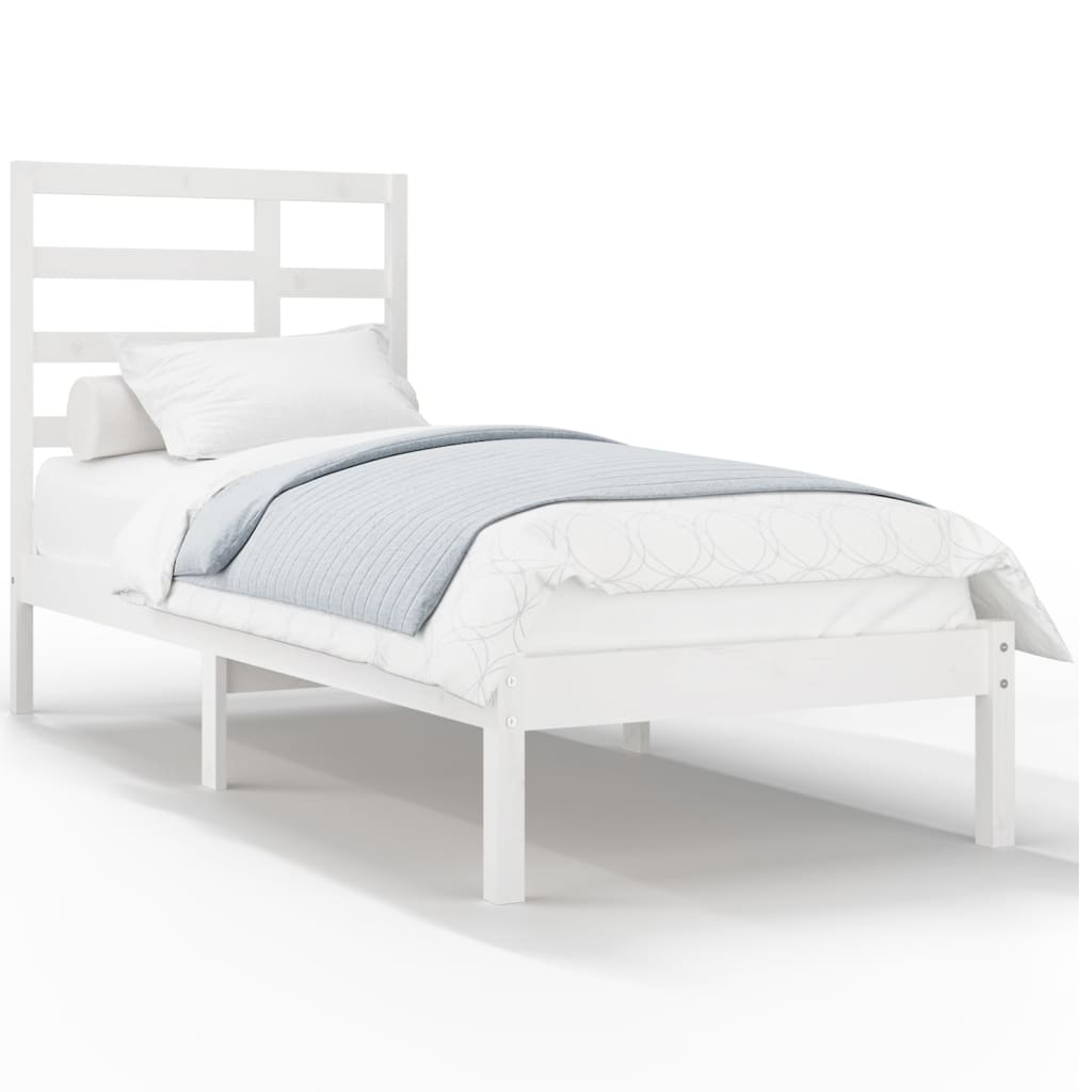 Cadre de lit sans matelas blanc bois massif 90x200 cm