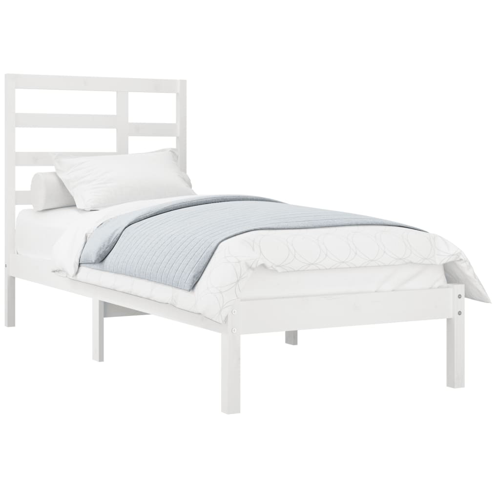 Cadre de lit sans matelas blanc bois massif 90x200 cm