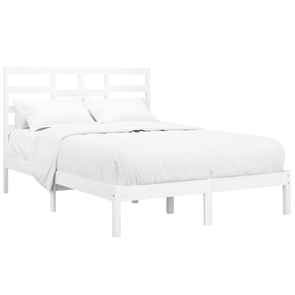 Cadre de lit sans matelas blanc bois massif 120x200 cm