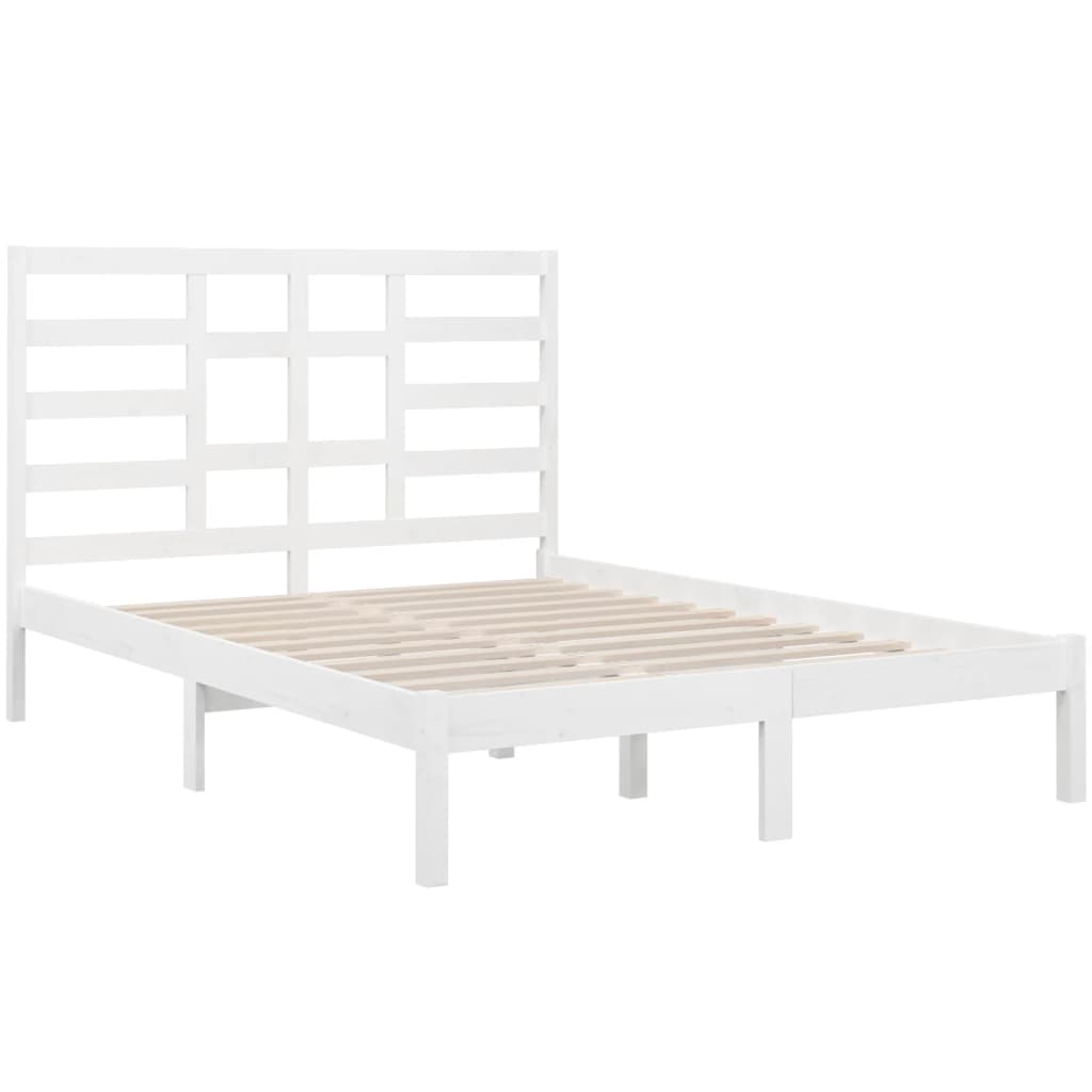 Cadre de lit sans matelas blanc bois massif 120x200 cm