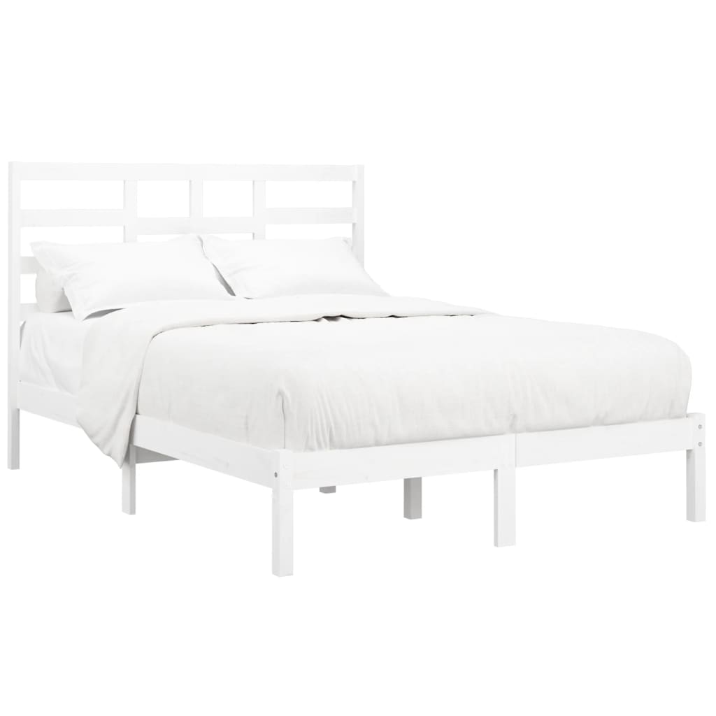 Cadre de lit sans matelas blanc bois massif 160x200 cm