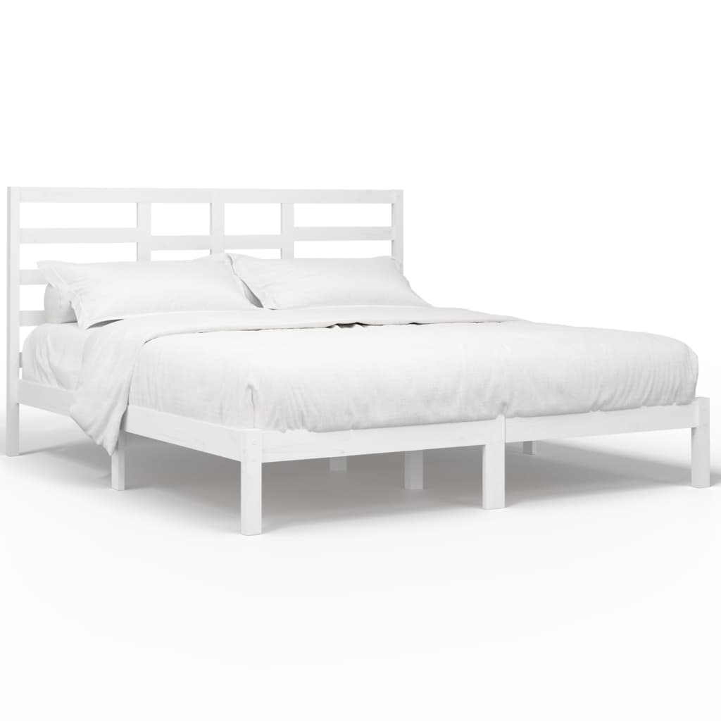 Cadre de lit sans matelas blanc bois massif 180x200 cm