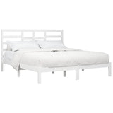 Cadre de lit sans matelas blanc bois massif 200x200 cm