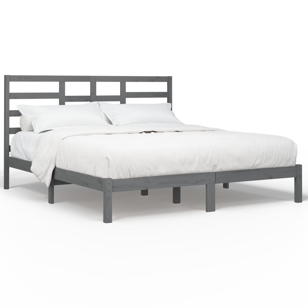 Cadre de lit sans matelas bois massif gris 200x200 cm