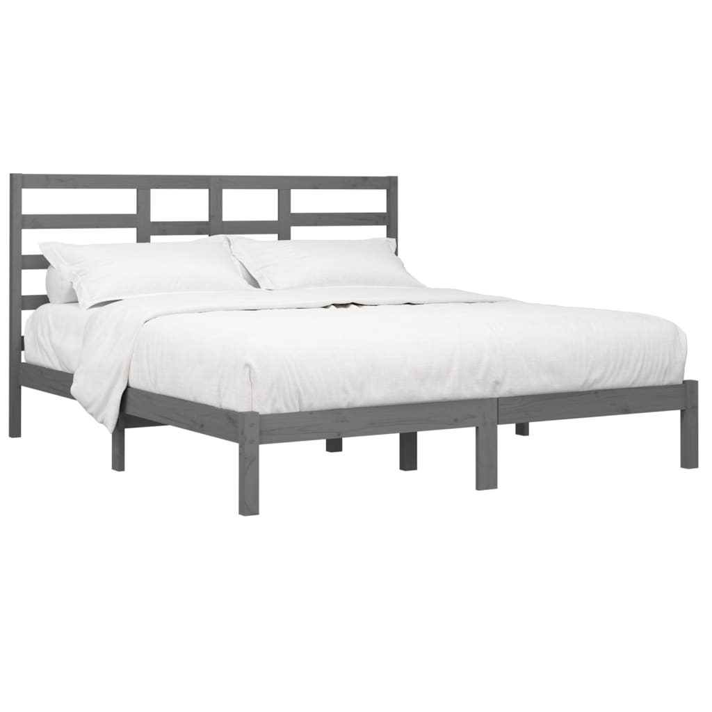 Cadre de lit sans matelas bois massif gris 200x200 cm