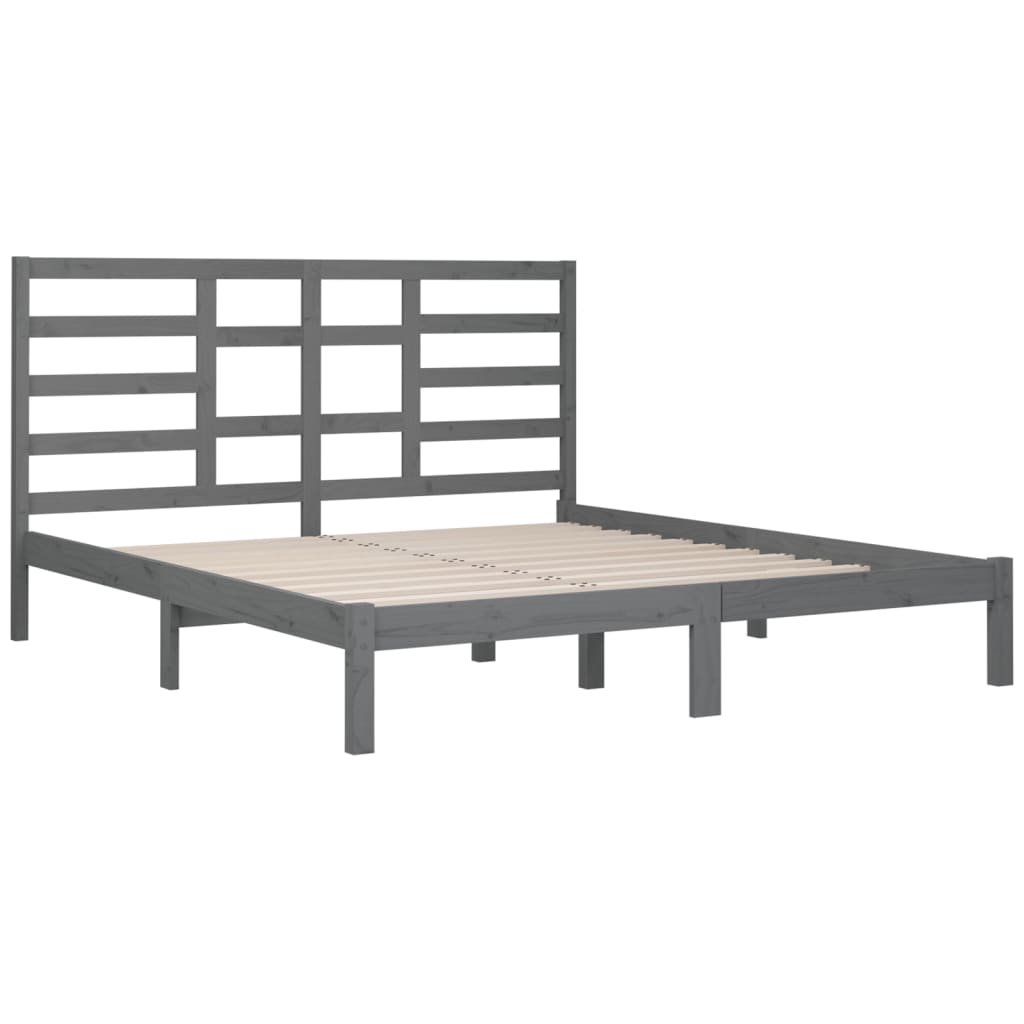 Cadre de lit sans matelas bois massif gris 200x200 cm