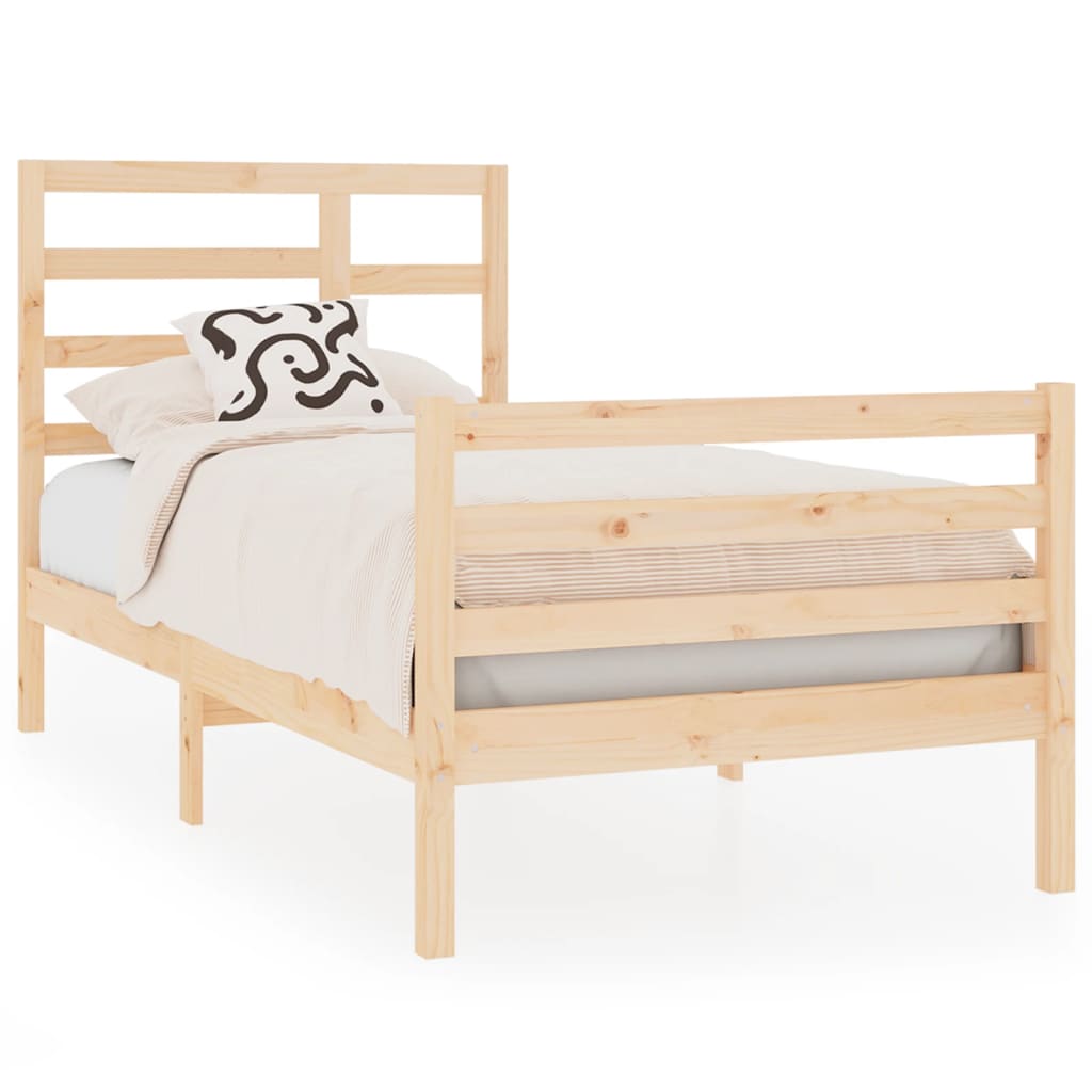 Cadre de lit sans matelas bois massif 75x190 cm