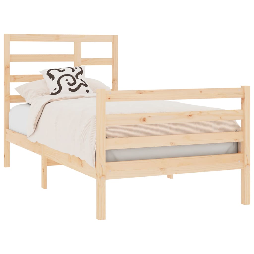 Cadre de lit sans matelas bois massif 75x190 cm