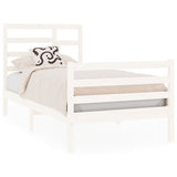 Cadre de lit sans matelas blanc bois massif 75x190 cm