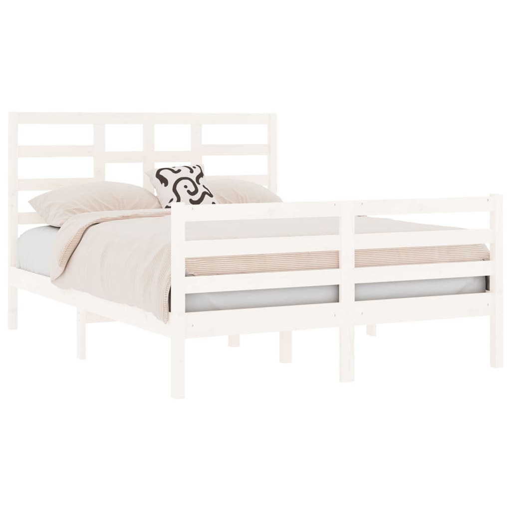 Cadre de lit sans matelas blanc bois massif 120x190 cm