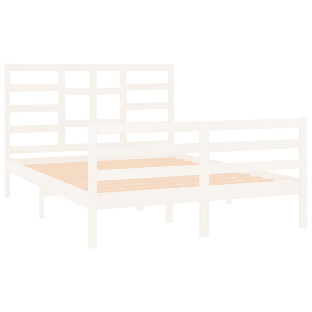 Cadre de lit sans matelas blanc bois massif 120x190 cm