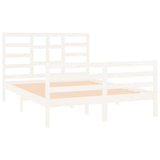 Cadre de lit sans matelas blanc bois massif 120x190 cm