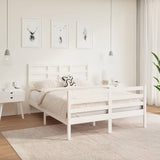 Cadre de lit sans matelas blanc bois massif 120x190 cm