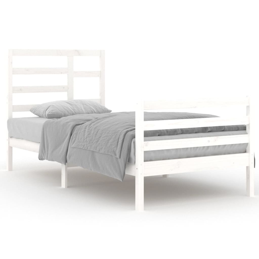 Cadre de lit sans matelas blanc bois massif 90x200 cm