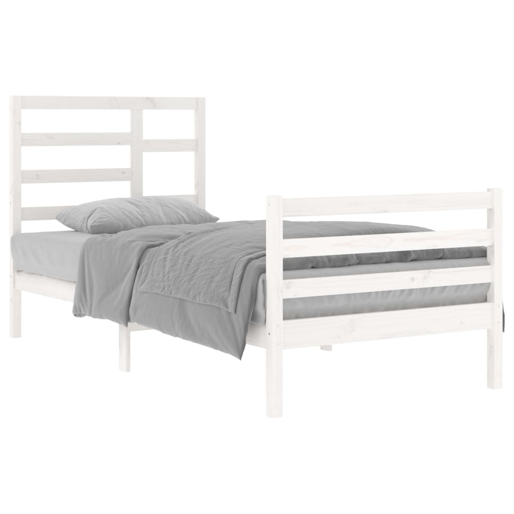 Cadre de lit sans matelas blanc bois massif 90x200 cm