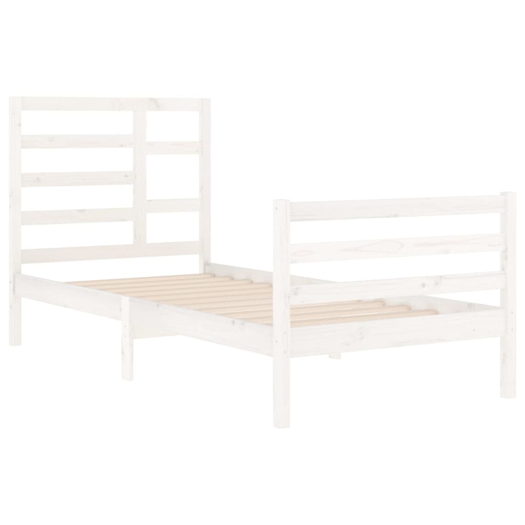 Cadre de lit sans matelas blanc bois massif 90x200 cm