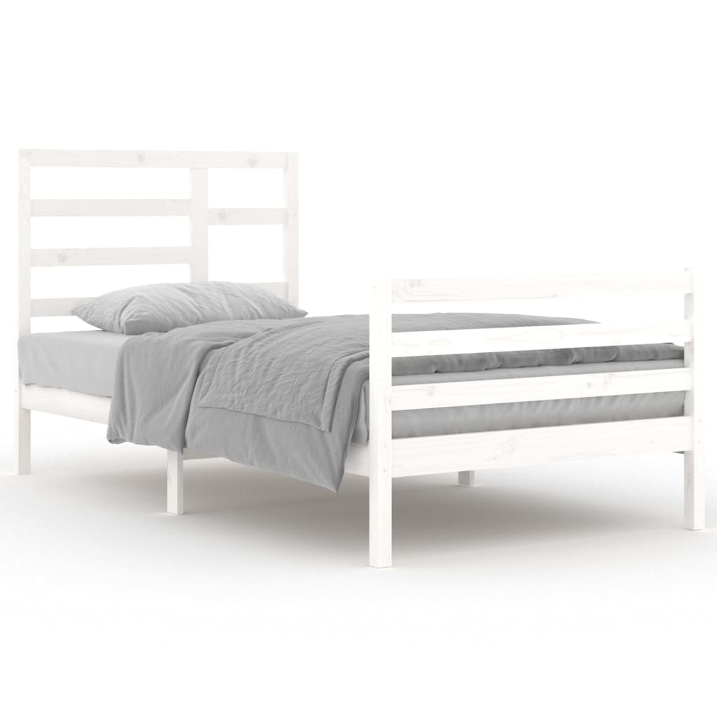 Cadre de lit sans matelas blanc bois massif 100x200 cm