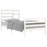 Cadre de lit sans matelas blanc bois massif 100x200 cm