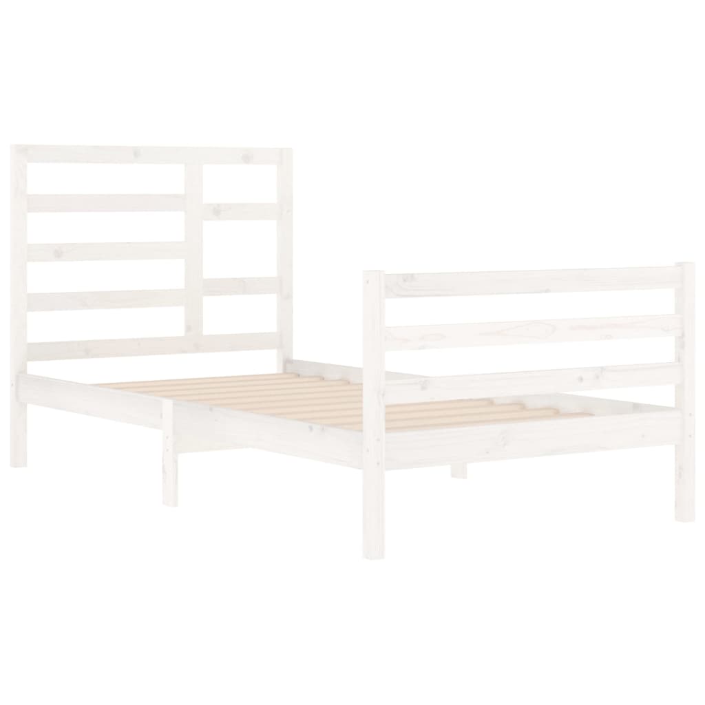 Cadre de lit sans matelas blanc bois massif 100x200 cm