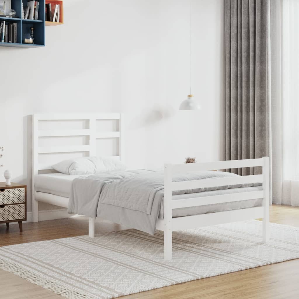 Cadre de lit sans matelas blanc bois massif 100x200 cm