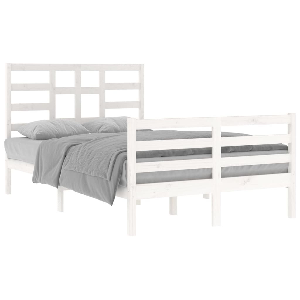 Cadre de lit sans matelas blanc bois massif 120x200 cm