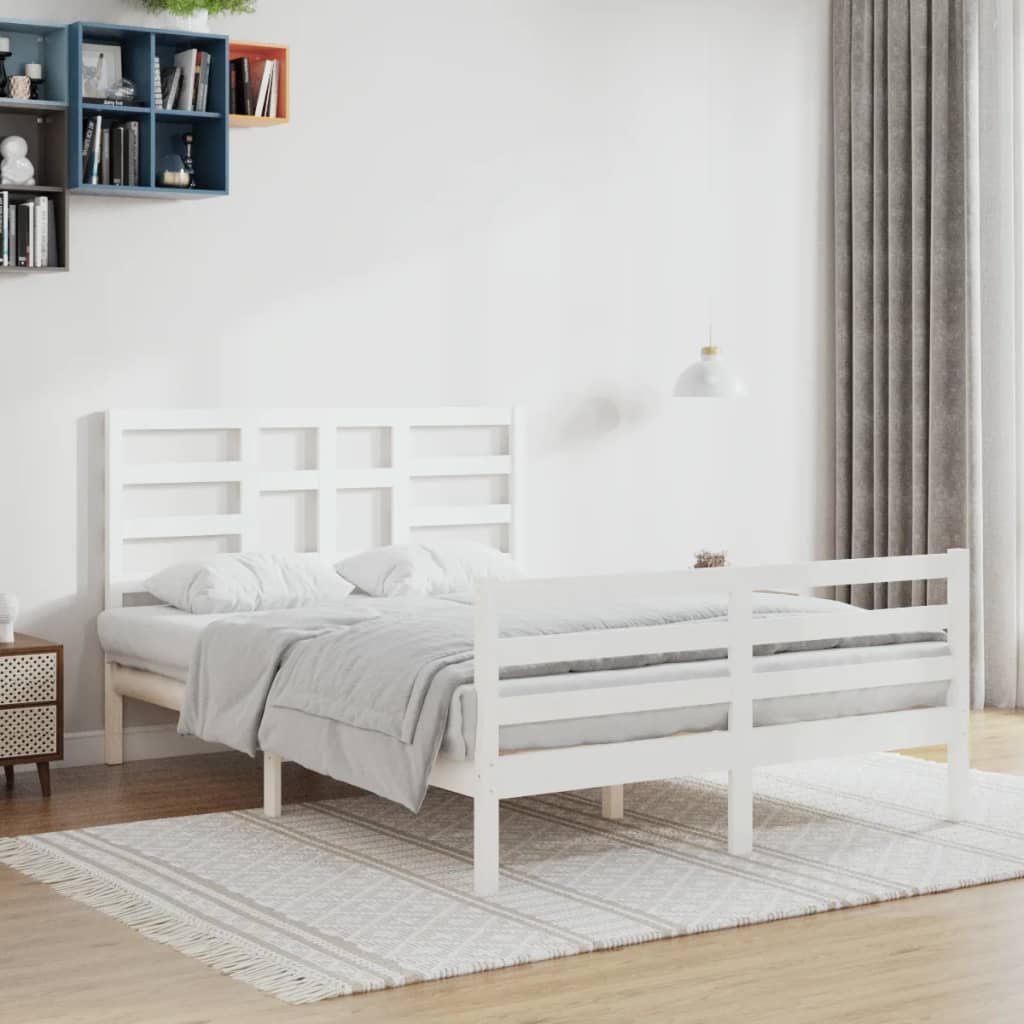 Cadre de lit sans matelas blanc bois massif 120x200 cm