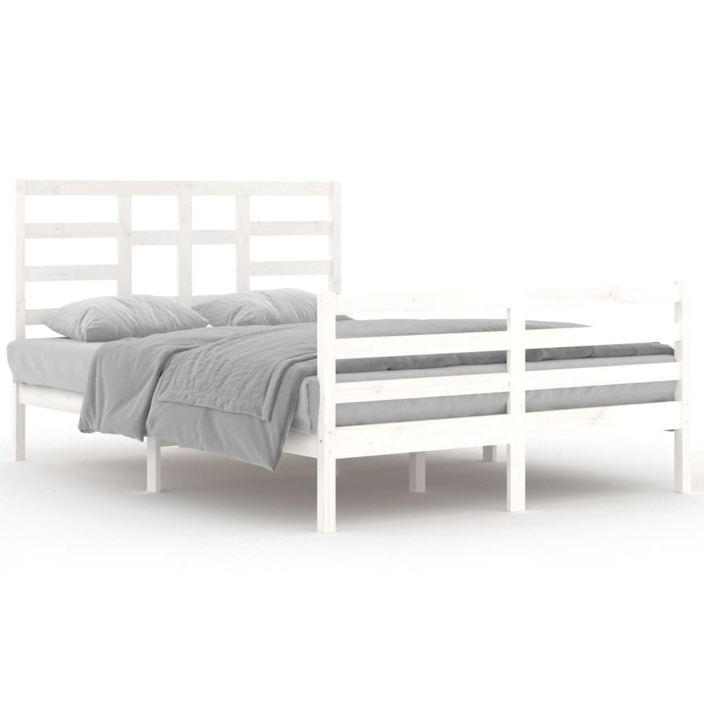 Cadre de lit sans matelas blanc bois massif 140x200 cm