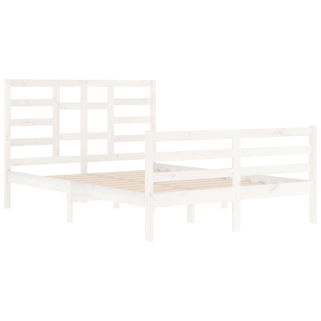 Cadre de lit sans matelas blanc bois massif 140x200 cm