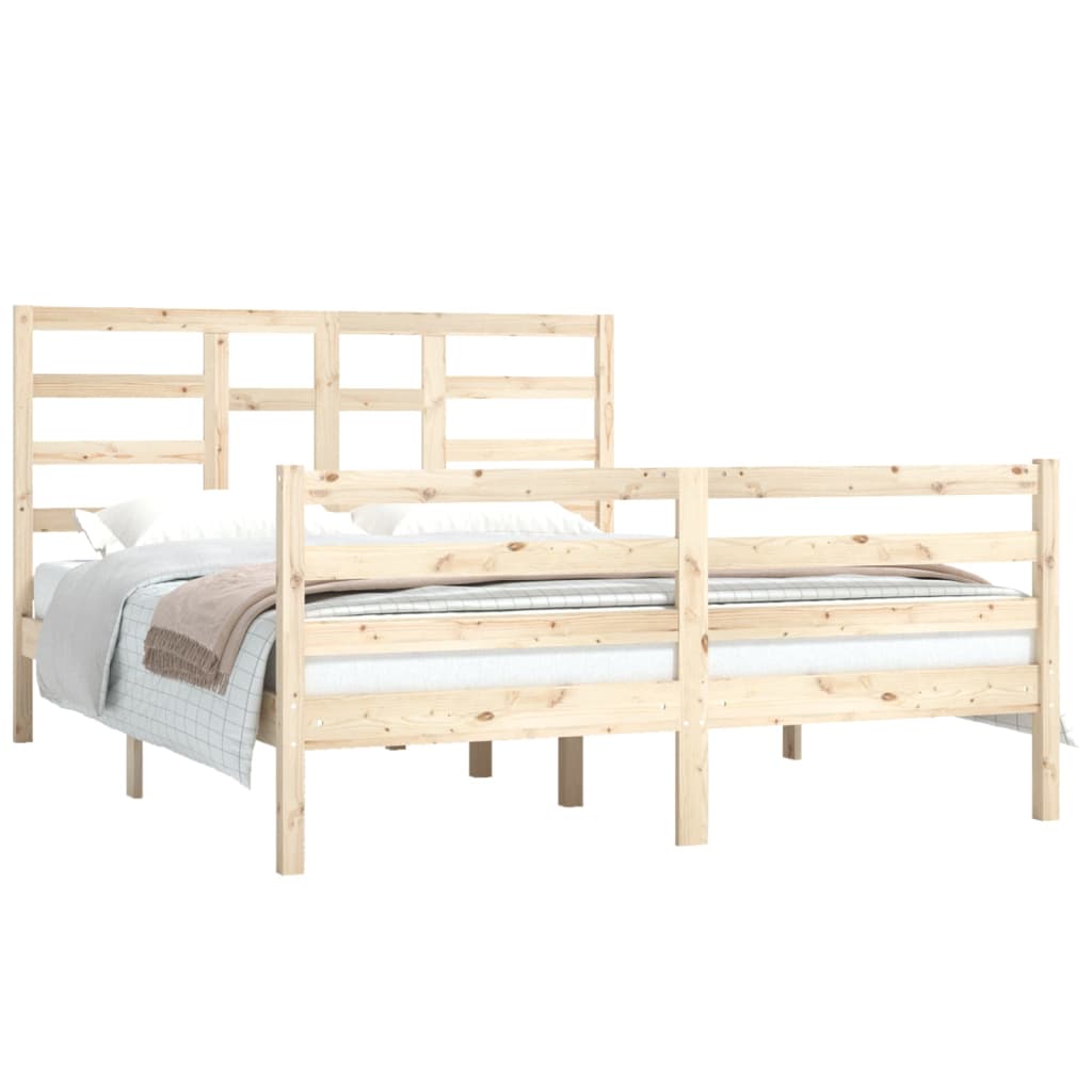 Cadre de lit sans matelas bois massif 150x200 cm