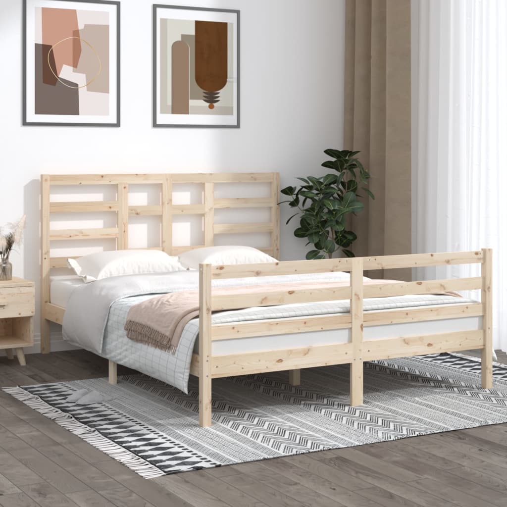 Cadre de lit sans matelas bois massif 150x200 cm