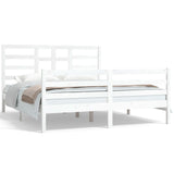 Cadre de lit sans matelas blanc bois massif 160x200 cm