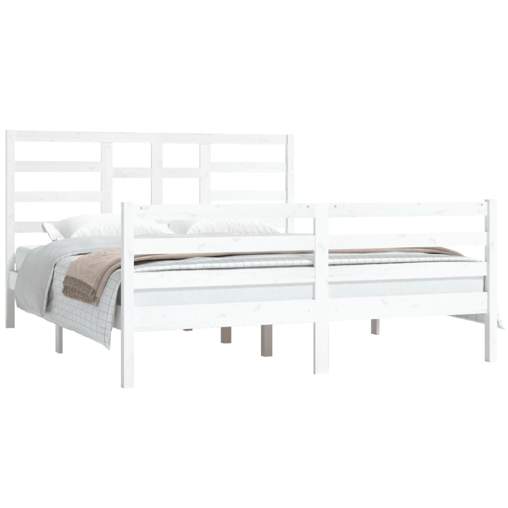 Cadre de lit sans matelas blanc bois massif 160x200 cm