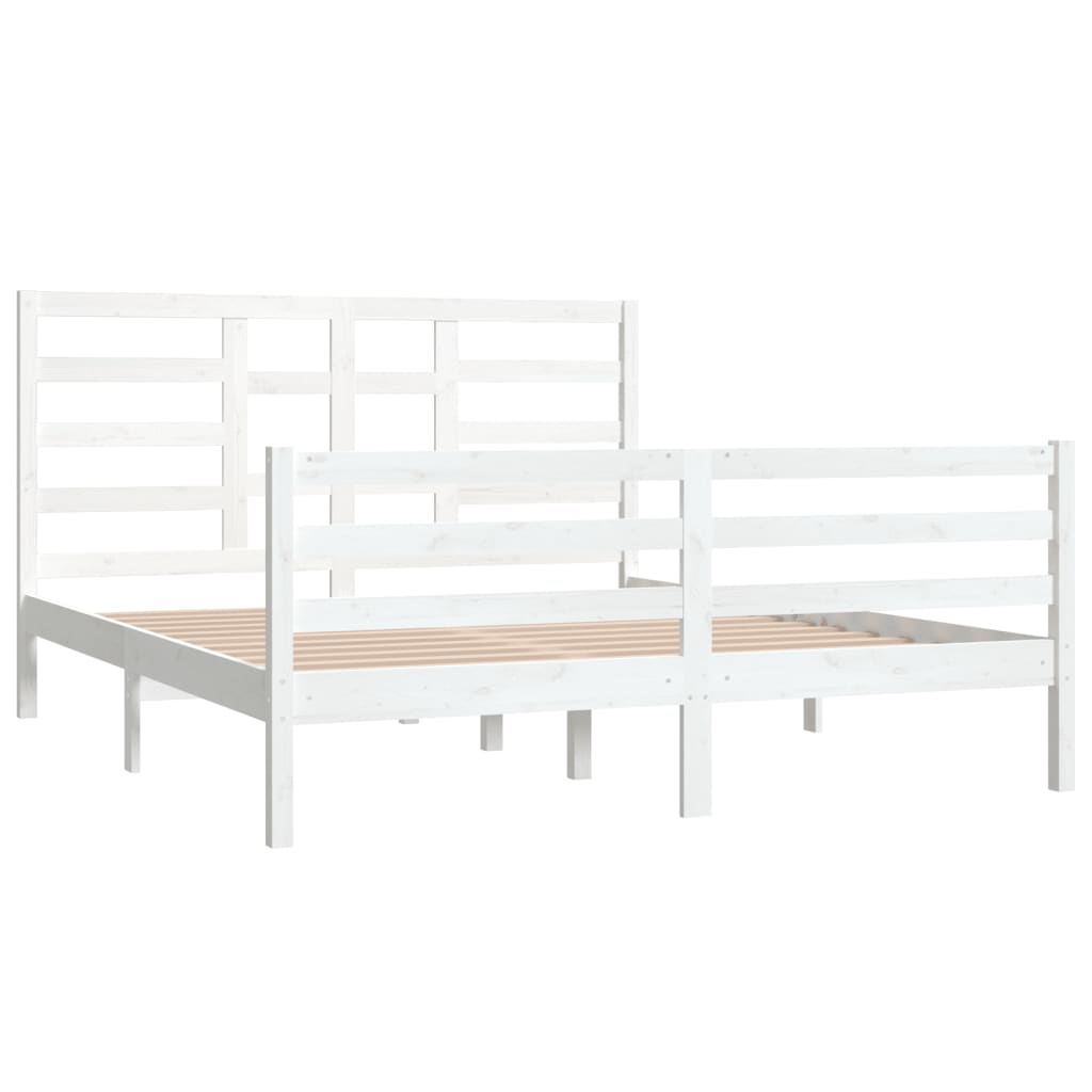 Cadre de lit sans matelas blanc bois massif 160x200 cm