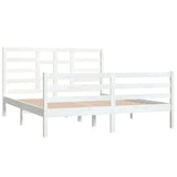 Cadre de lit sans matelas blanc bois massif 160x200 cm