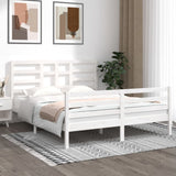 Cadre de lit sans matelas blanc bois massif 160x200 cm